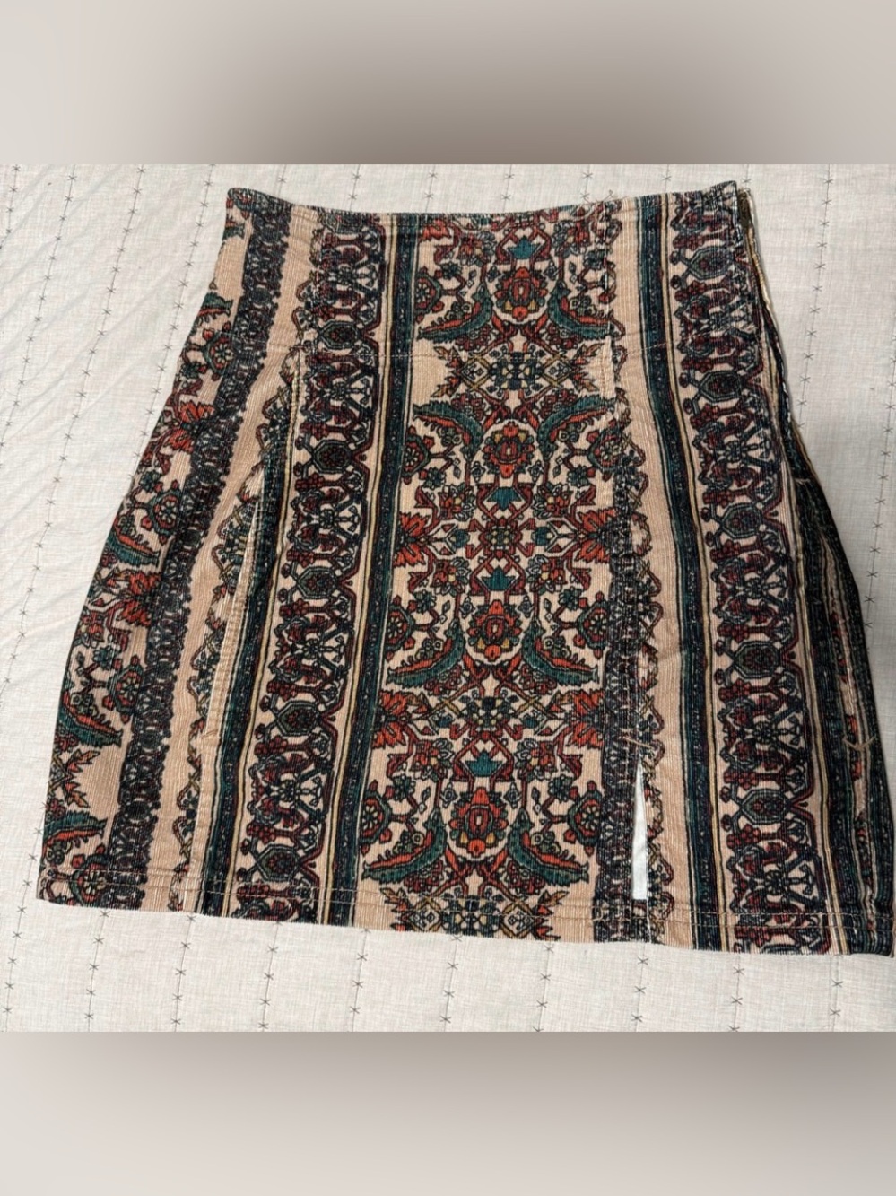 Free People Multicolor Paisley Mini Skirt - Teal, Orange, Cream